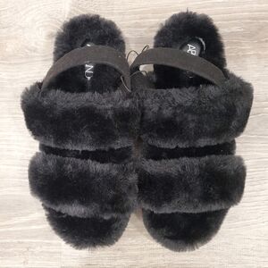 NEW Abound Autumn Faux Fur Black Sandals